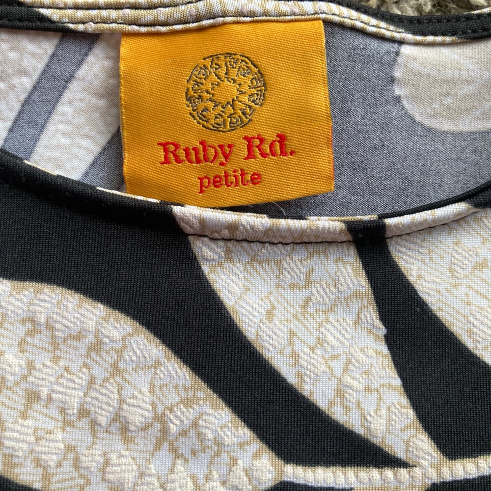 Ruby Rd. Black And Cream Leaf Print Mini Dress - image 7